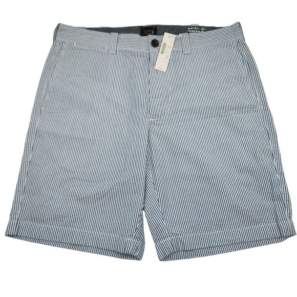 J. Crew 9" Seersucker Shorts white / blue Mens Size 31 NWT